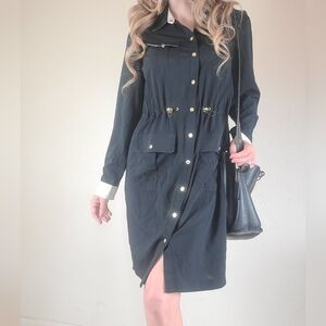 Calvin Klein Comfort Classy Shirt Office Work Dress w/ Gold Buttons Size 8